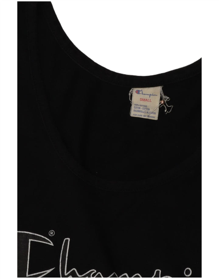 CHAMPION Kvinder Grafisk Vest Top UK 10 Small Black Bomuld
