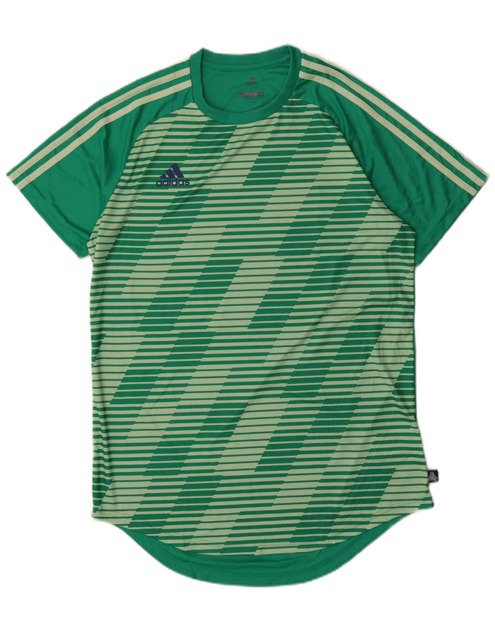 ADIDAS Herre Climalite T-Shirt Top Stor Grøn Stribet Polyester
