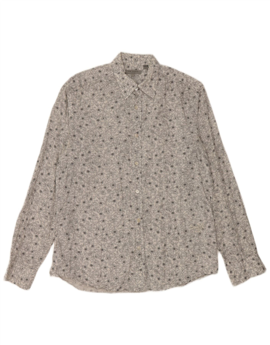 TED BAKER Herreskjorte str. 3 Medium Hvid blomstret bomuld