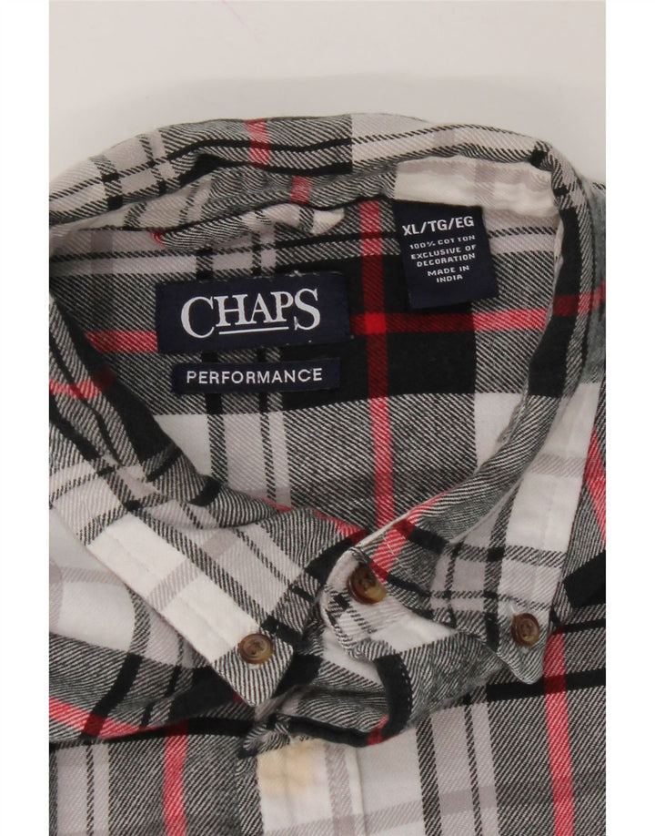 CHAPS Mens Flannel Shirt XL Black Check Cotton Vintage Chaps and Second-Hand Chaps from Messina Hembry 