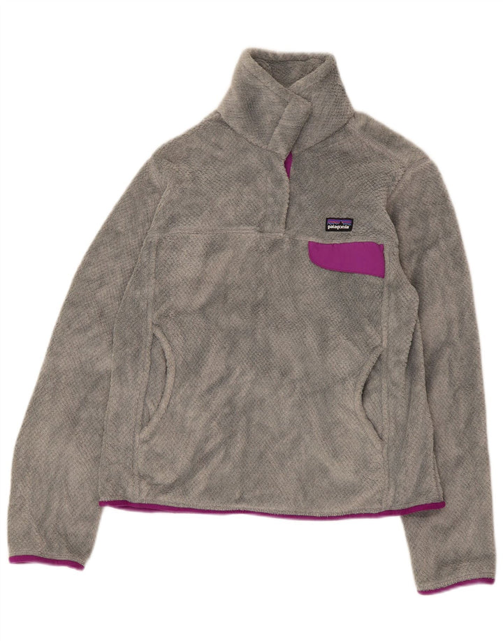 Patagonia Dame lynlås-hals Fleece Jumper UK 10 Lille grå polyester
