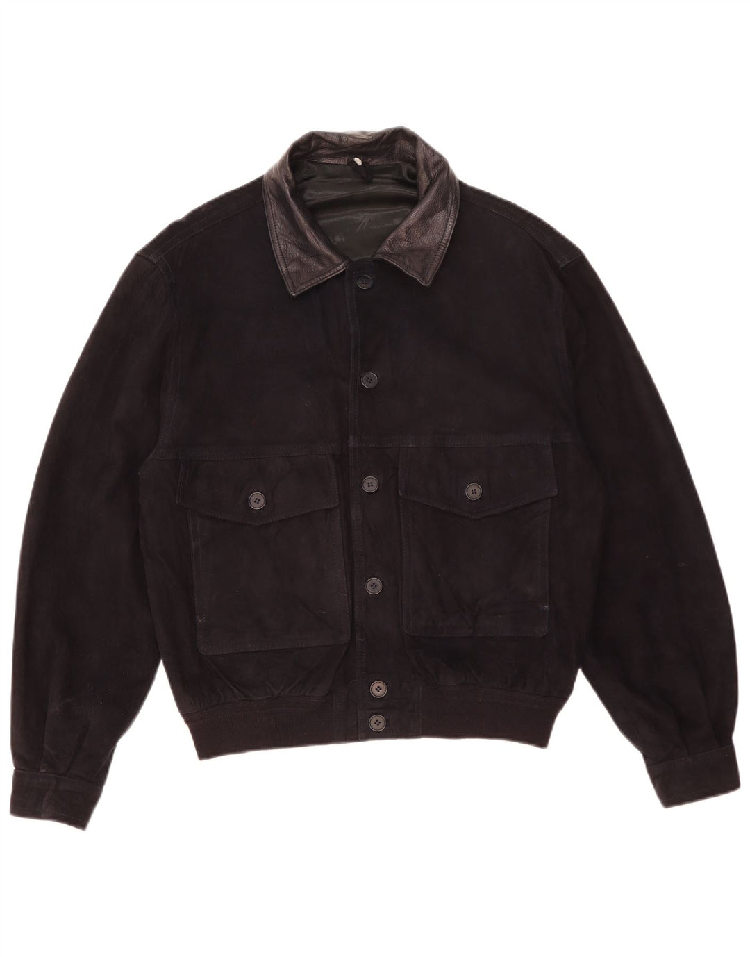Vintage herre ruskind bomberjakke IT 52 XL sort læder