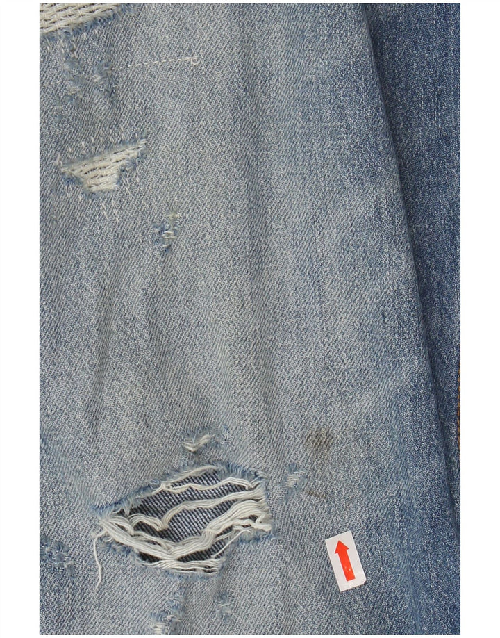 HUGO BOSS Herre Distressed Straight Jeans W34 L27 Blå Bomuld
