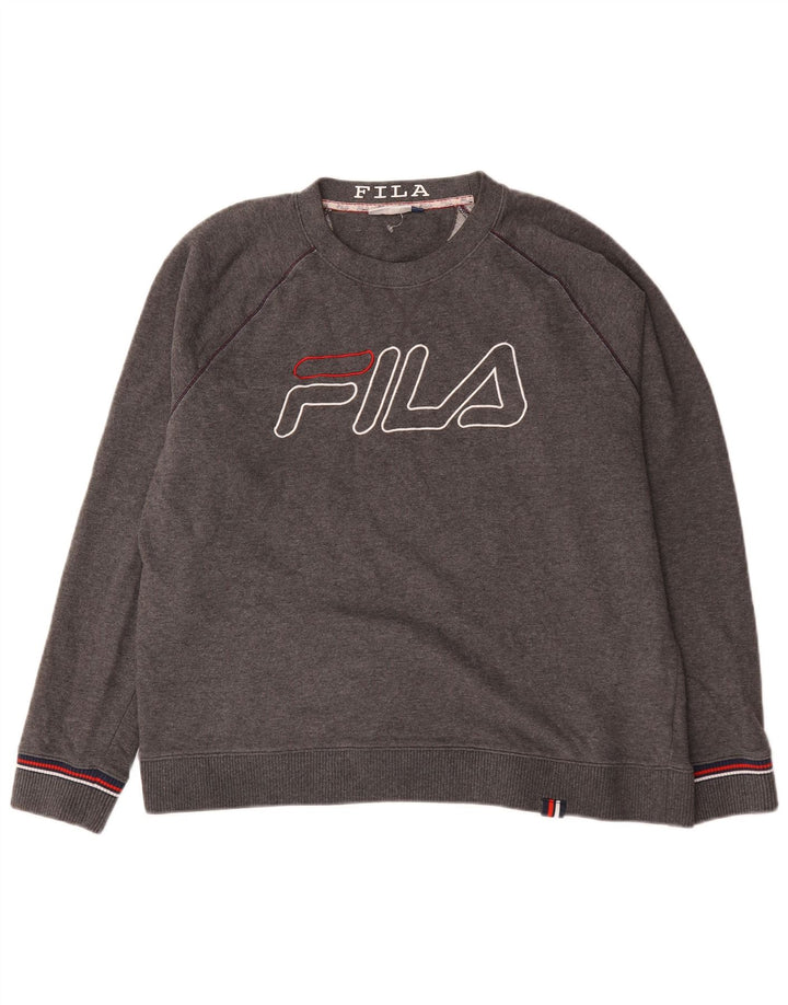 Fila Herre grafisk sweatshirt XL Grå Flecked Bomuld