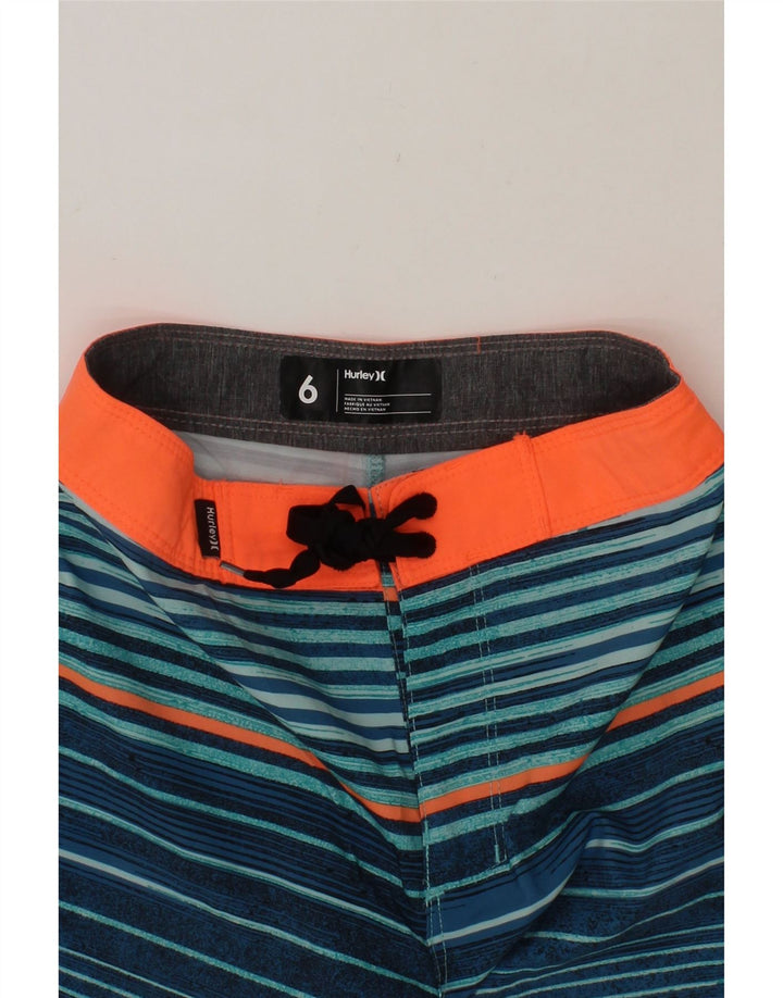 HURLEY Boys Swimwear 5-6 Years Blue Striped Polyester Vintage Hurley and Second-Hand Hurley from Messina Hembry 