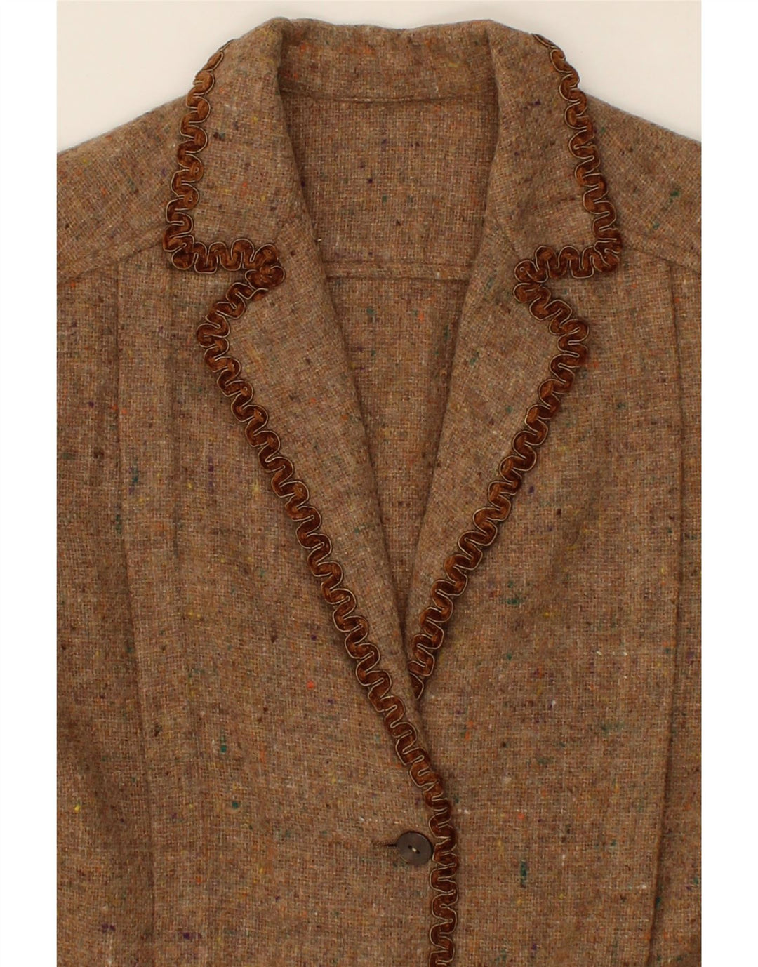 VINTAGE Womens 3 Button Blazer Jacket UK 14 Medium Brown Flecked Vintage Vintage and Second-Hand Vintage from Messina Hembry 