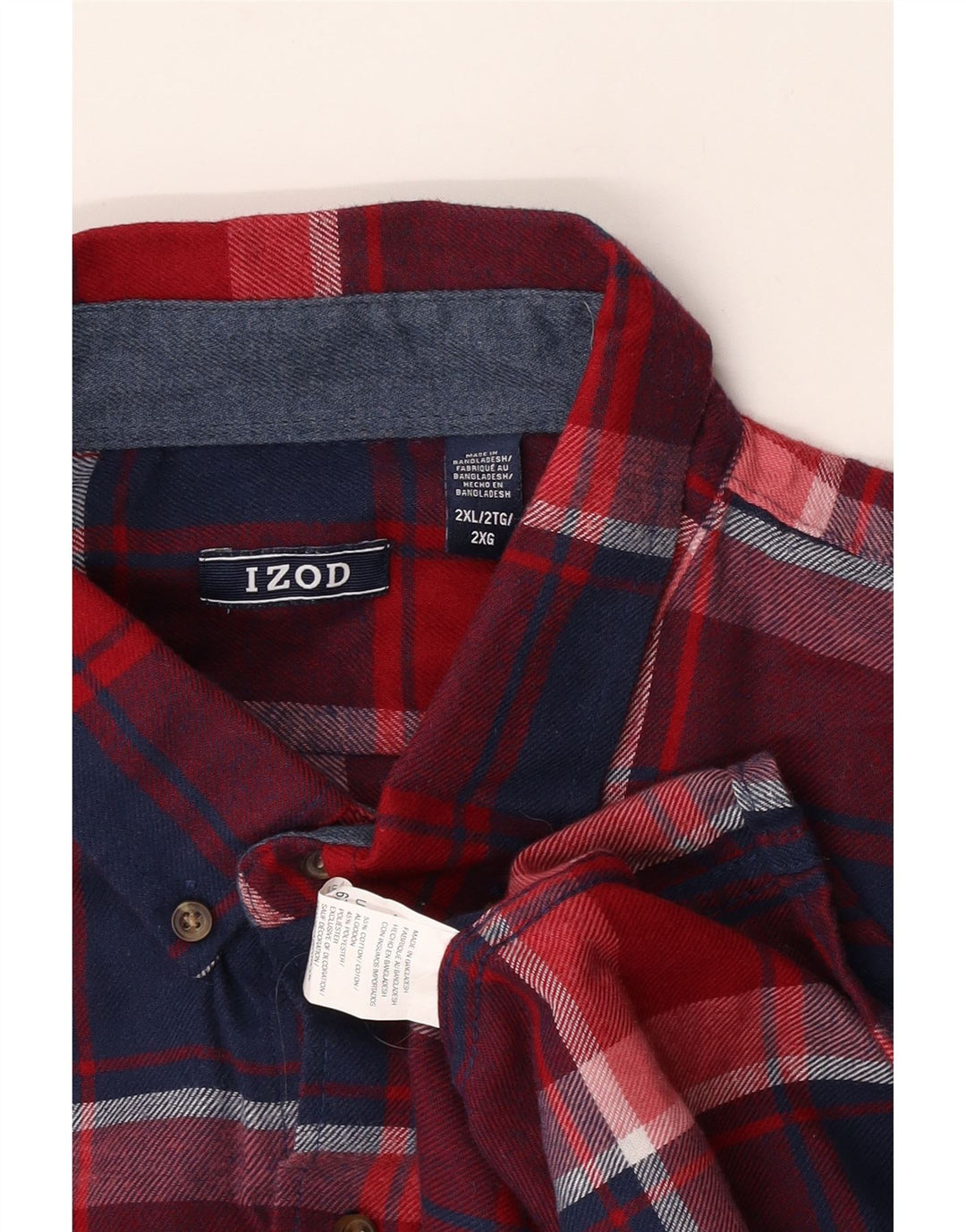 Izod Flanelskjorte til mænd 2XL rød ternet bomuld
