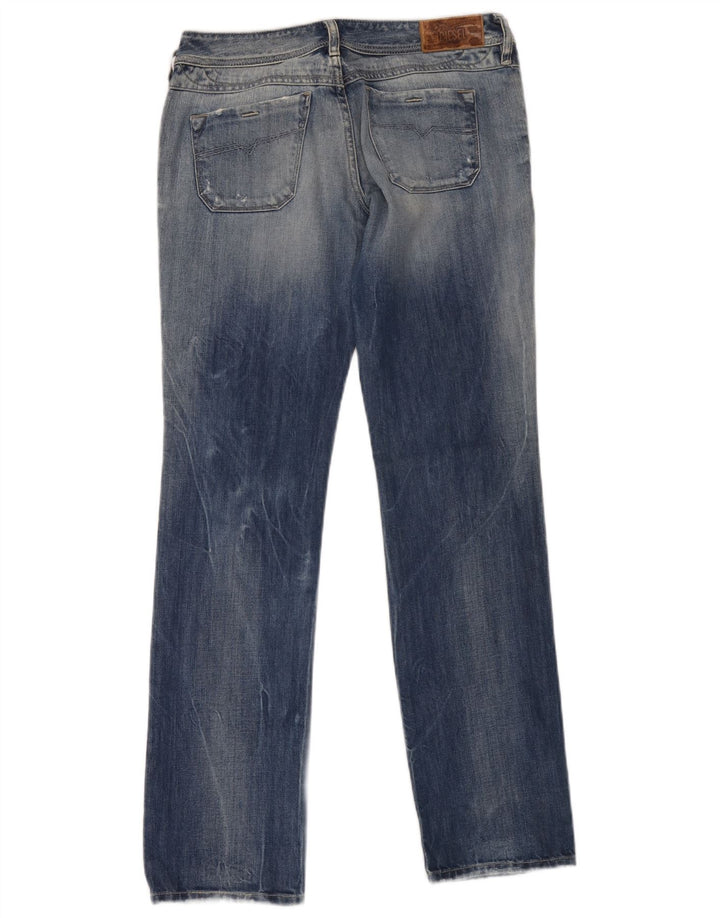 Diesel Dame Distressed Straight Jeans W28 L32 Blå Bomuld