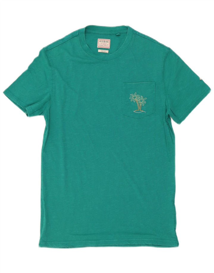 Guess Herre Slim Fit T-Shirt Top Lille Grøn Bomuld