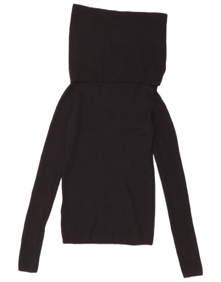 Zara Dame Roll Neck Top Langærmet UK 8 Small Black Polyester