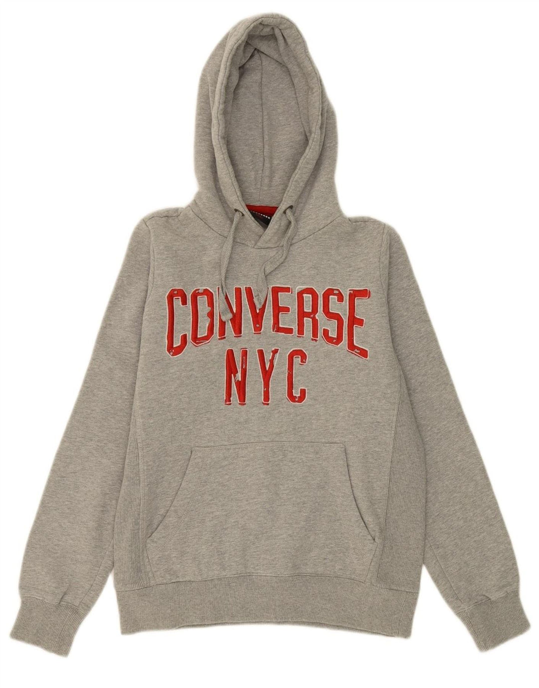 CONVERSE Mens NYC Graphic Hoodie Jumper Small Grey Cotton