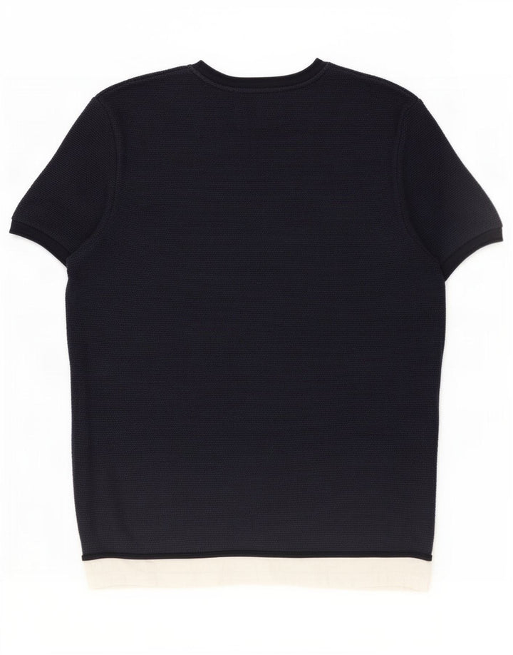 Zara Herre T-Shirt Top Stor Marineblå Colourblock