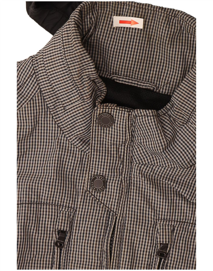 Hugo Boss Herre Hooded Bomber Jacket EU 50 Large Black Gingham Polyester