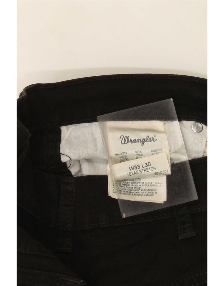 Wrangler Herre Texas Stretch Straight Jeans W33 L30 Sort Bomuld