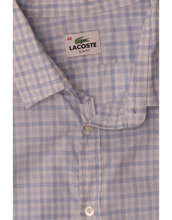 Lacoste Herre Slim Fit skjorte str. 46 2XL blå ternet bomuld