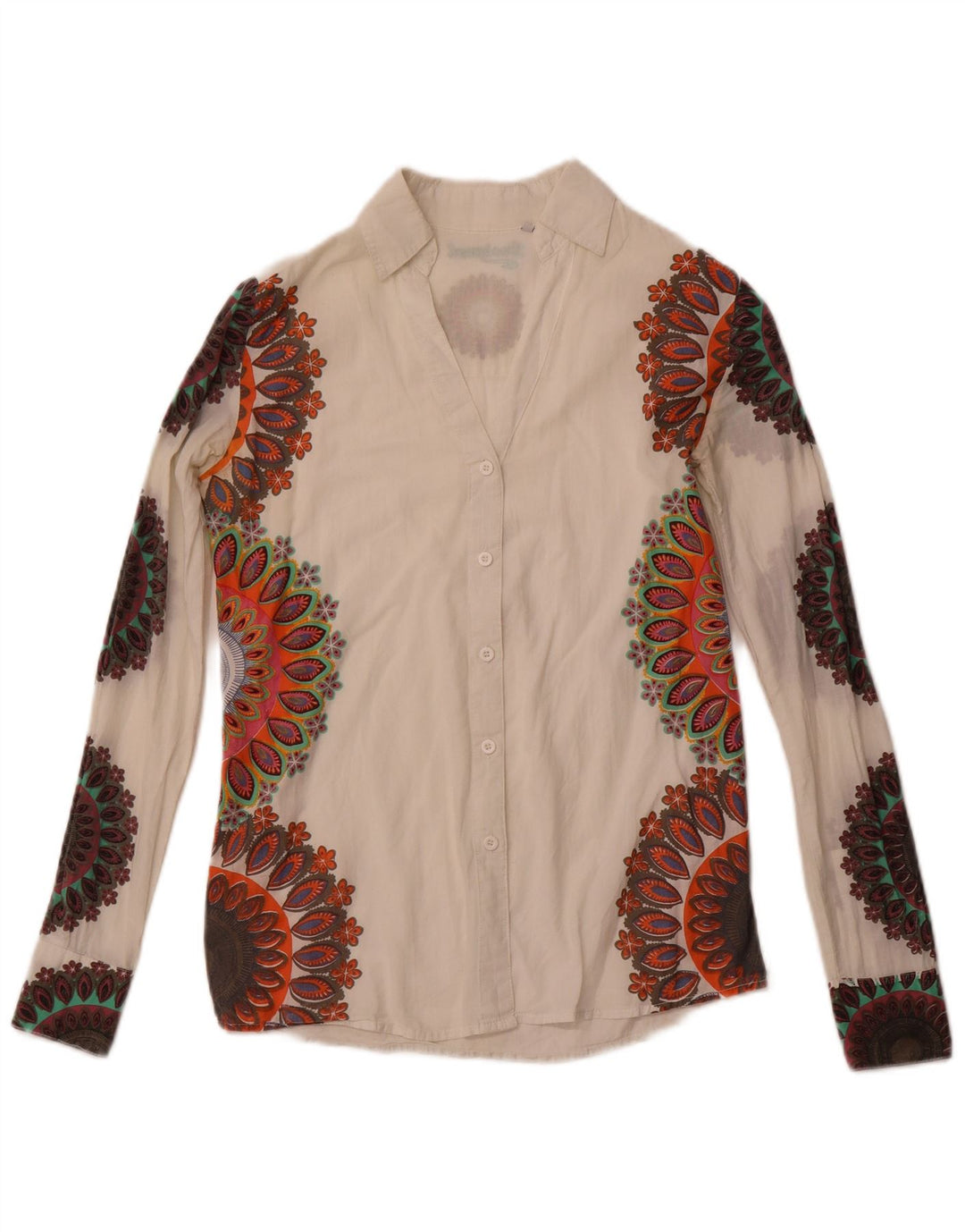 DESIGUAL Grafisk skjorte til kvinder UK 6 XS Hvid Paisley Bomuld