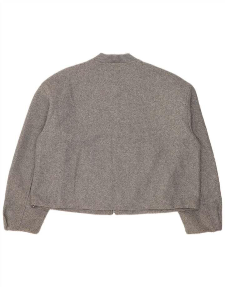 Zara Womens Crop Oversized Bomber Jacket UK 10 Small Grå Polyester