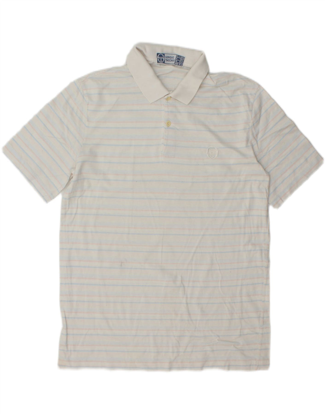 SERGIO TACCHINI Mens Polo Shirt IT 54 XL White Striped