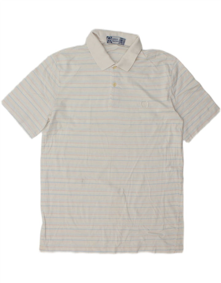 SERGIO TACCHINI Mens Polo Shirt IT 54 XL White Striped