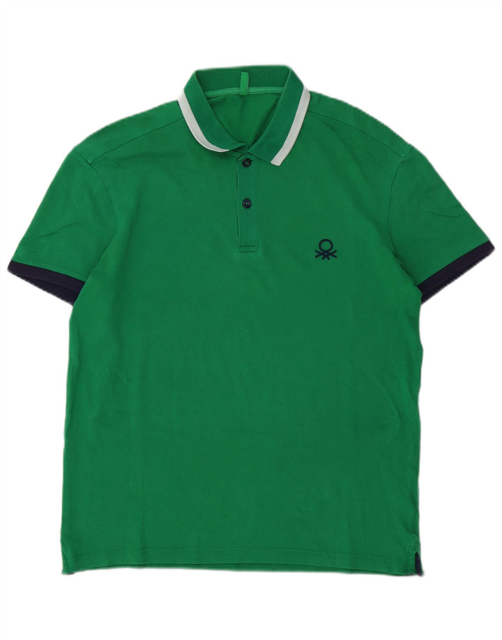 Benetton herre poloshirt mellemgrøn bomuld