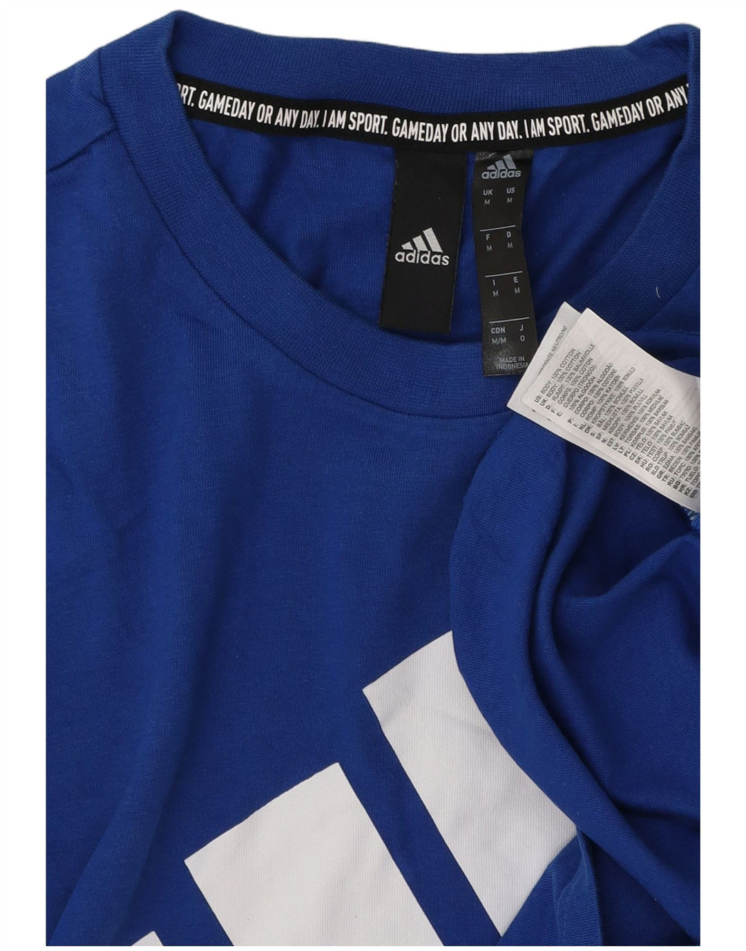 Adidas Grafisk T-shirt top mellemblå bomuld til mænd
