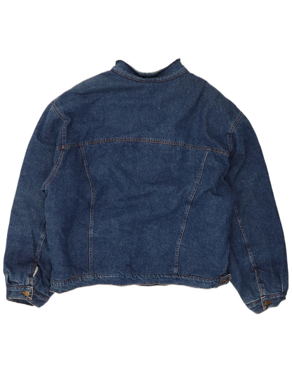 Vintage Herre Sherpa Regular Fit denimjakke UK 42 XL Blå Bomuld