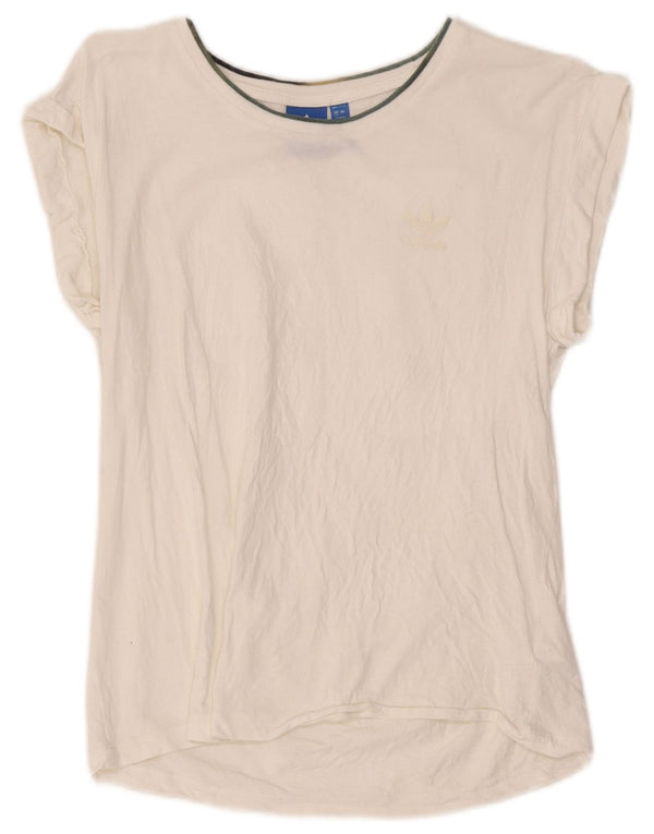 Adidas Womens Graphic T-Shirt Top UK 12 Medium White Cotton