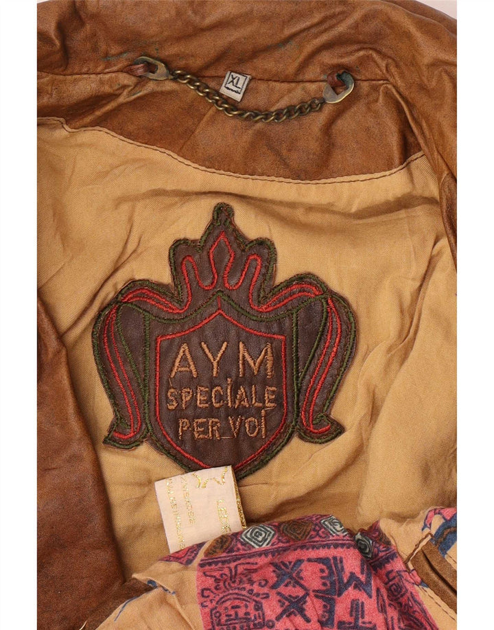 Vintage læderjakke til kvinder UK 18 XL Brun