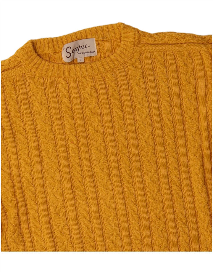Scapa Herre sweater med rund hals, stor gul bomuld
