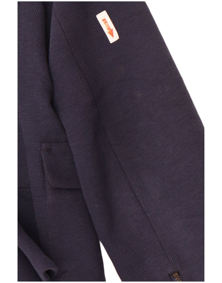 Zara Womens Crop 1-knap blazerjakke UK 14 Stor marineblå bomuld