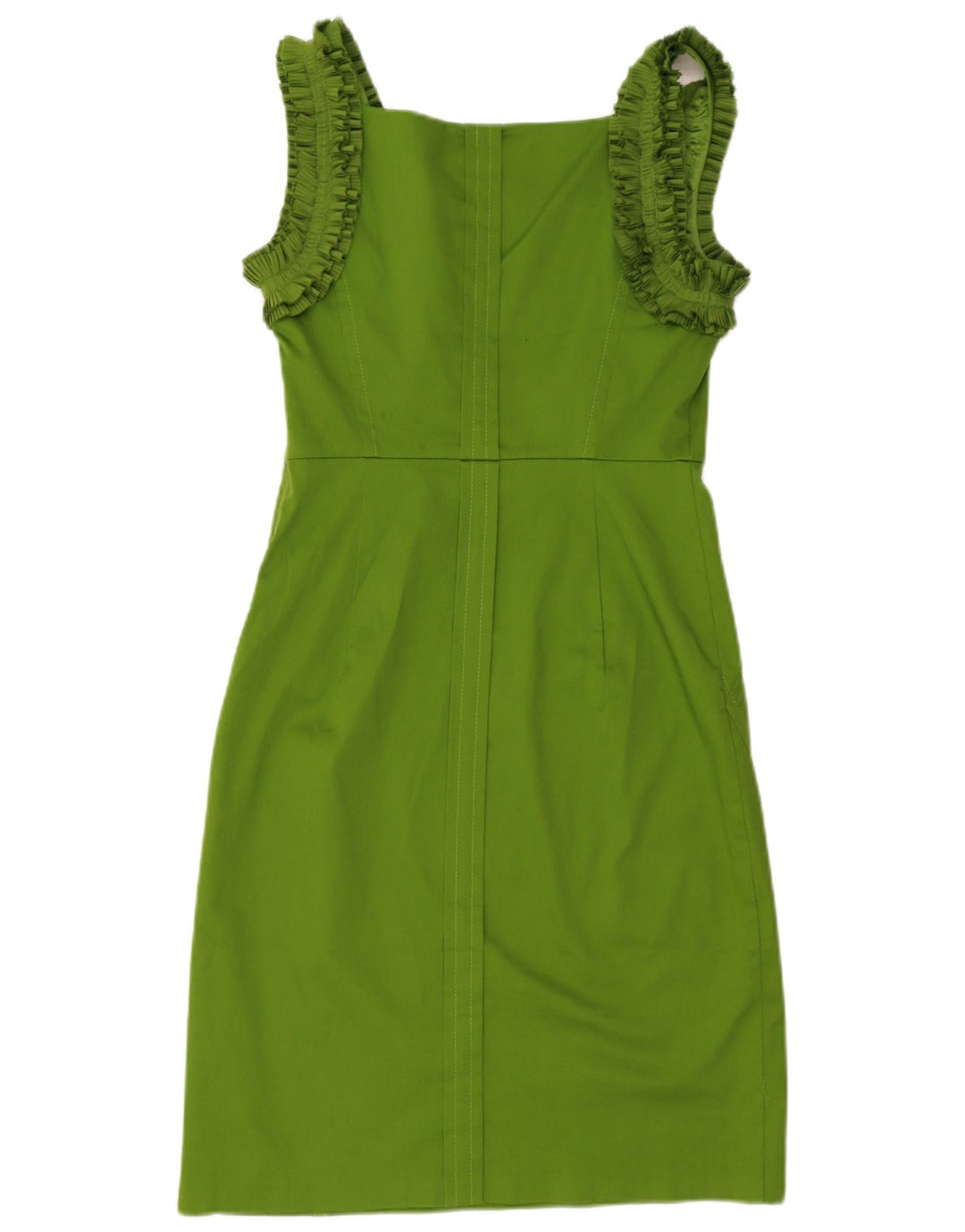 Ted Baker Dame Flæse Ærmeløs Skede Kjole Størrelse 3 Medium Grøn Bomuld