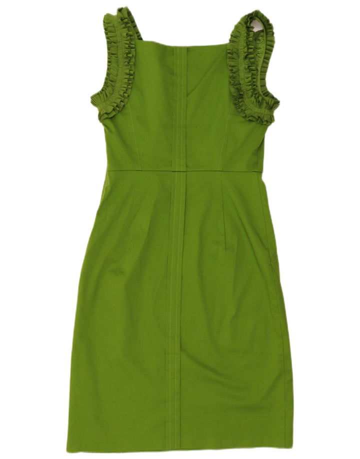 Ted Baker Dame Flæse Ærmeløs Skede Kjole Størrelse 3 Medium Grøn Bomuld