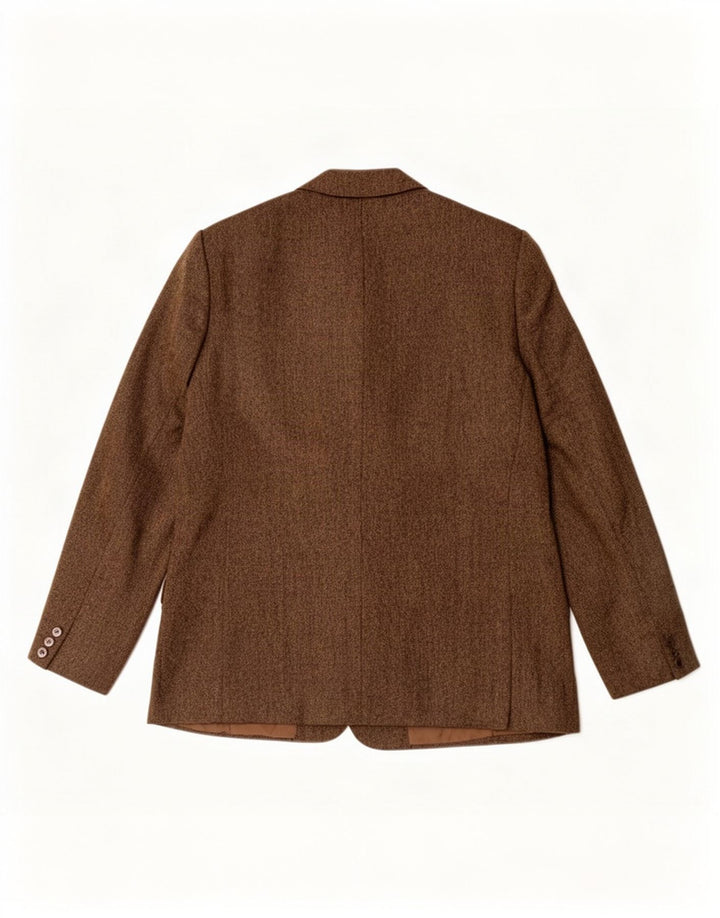 DAKS Dame 3 Button Blazer Jacket UK 18 XL Brun Flecked New Wool