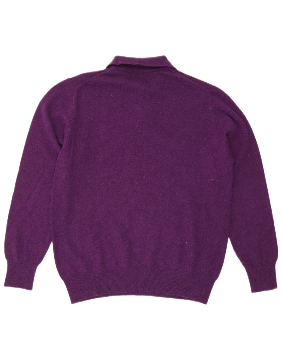 Benetton Herre Polo Neck Jumper Sweater IT 52 Stor Lilla Uld