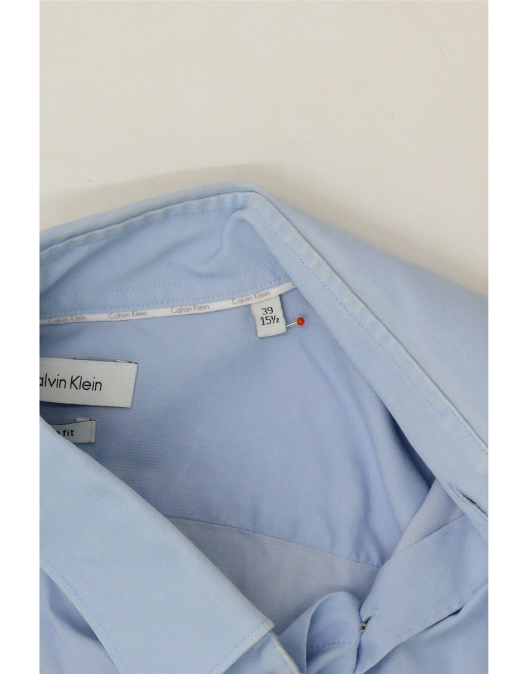 CALVIN KLEIN Mens Slim Fit Shirt Size 15 1/2 39 Medium Blue Cotton Vintage Calvin Klein and Second-Hand Calvin Klein from Messina Hembry 