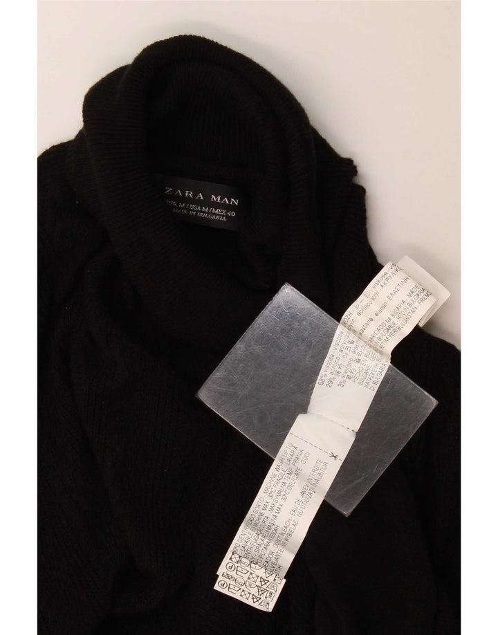 Zara Herre rullehals sweater Medium Sort viskose
