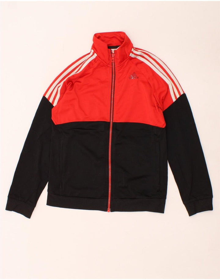 ADIDAS Boys Tracksuit Top Jacket 11-12 Years Red Colourblock Polyester Vintage Adidas and Second-Hand Adidas from Messina Hembry 