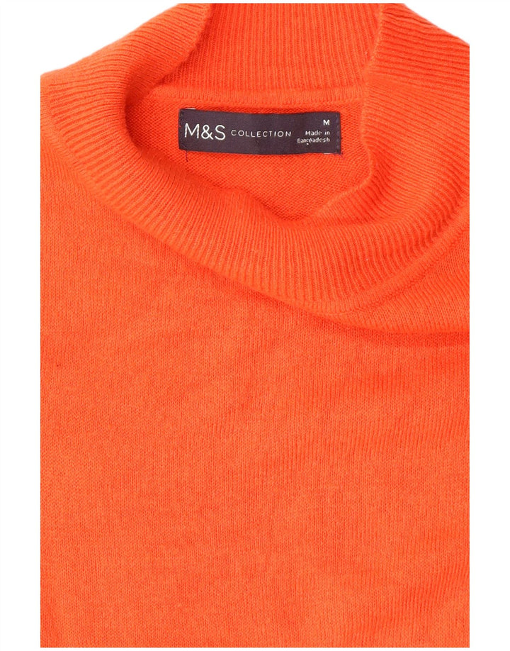 MARKS & SPENCER Womens Turtle Neck Jumper Sweater UK 14 Medium Orange