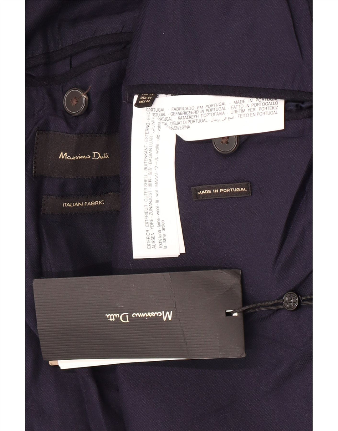 Massimo Dutti Herre 2-knaps blazerjakke EU 54 XL Marineblå Uld