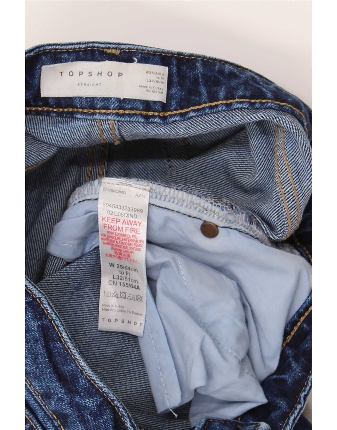 Topshop Dame Straight Jeans W25 L26 Blå Bomuld
