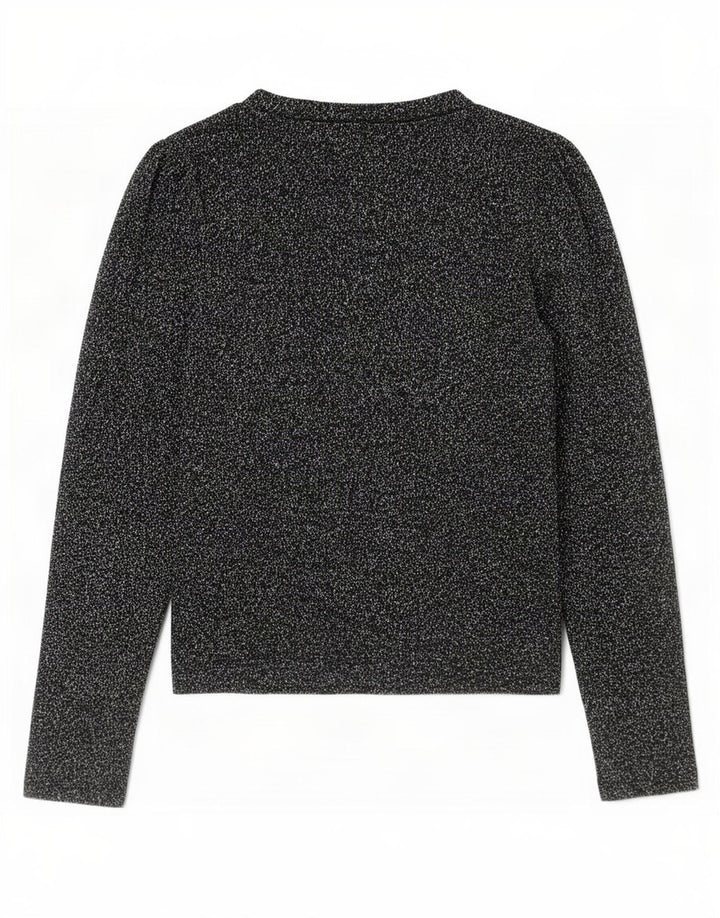 Zara Dame Top Langærmet UK 10 Small Black Flecked Polyester