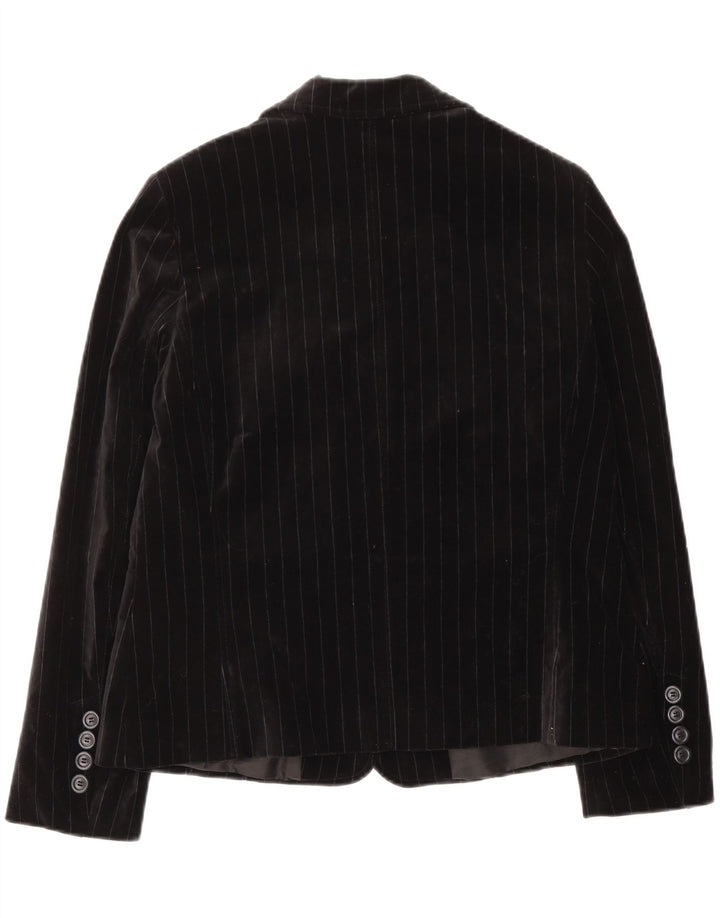 My Own Womens Velvet 2 Button Blazer Jacket IT 44 Medium Black Pinstripe