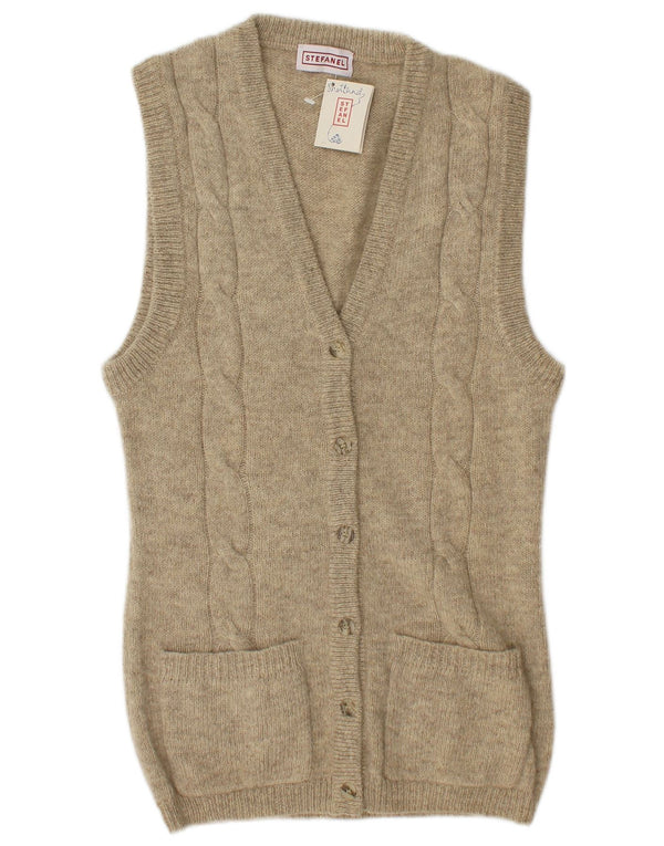 Stefanel Womens Sleeveless Cardigan Sweater UK 14 Medium Beige