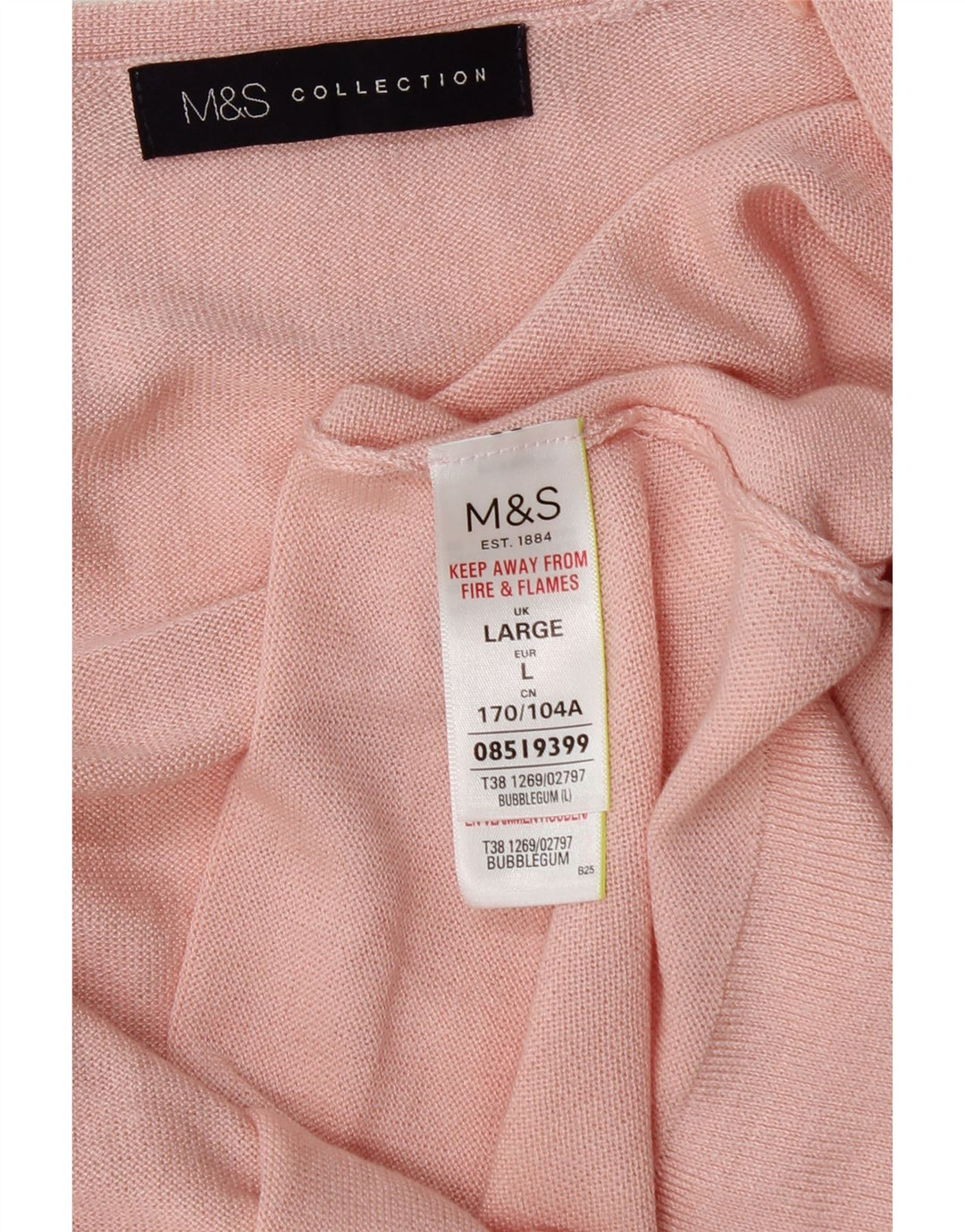 Marks & Spencer Dame Longline Åben Cardigan Sweater UK 16 Large Pink
