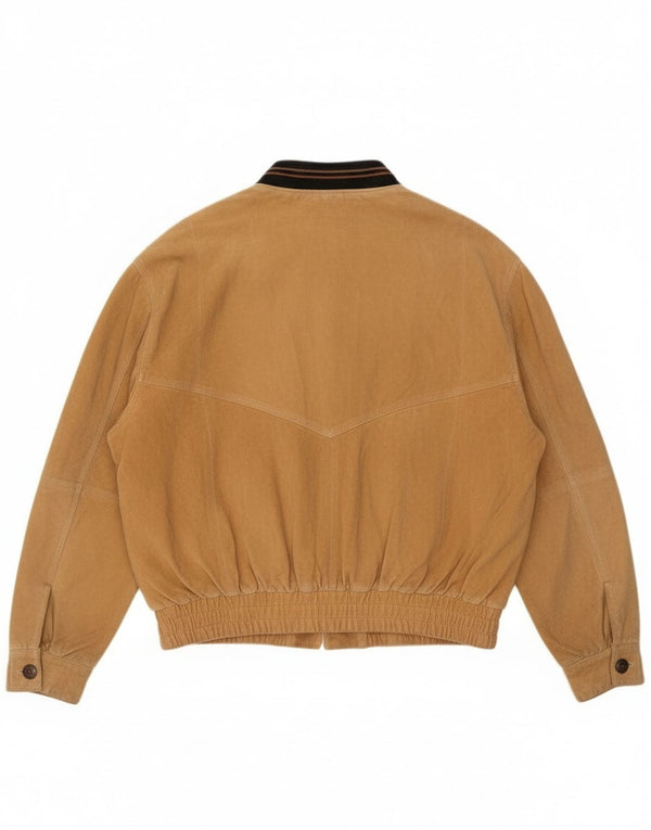 Vintage herre ruskind bomberjakke UK 42 XL beige læder