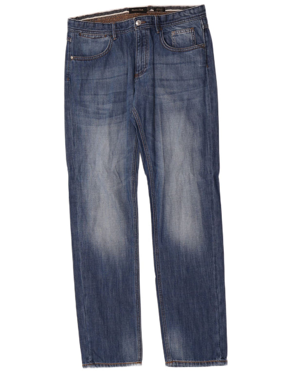 Massimo Dutti Herre Casual Fit Straight Jeans EU 44 Large W34 L34 Blå