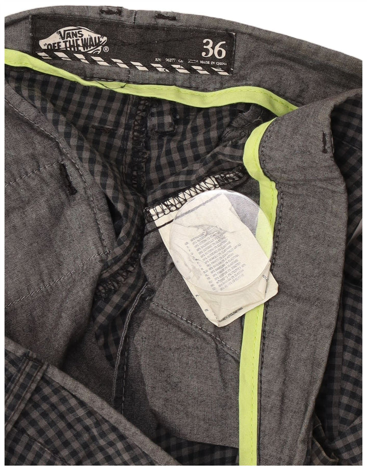 Vans Herre Chino Shorts W36 Stor Grå Gingham Bomuld