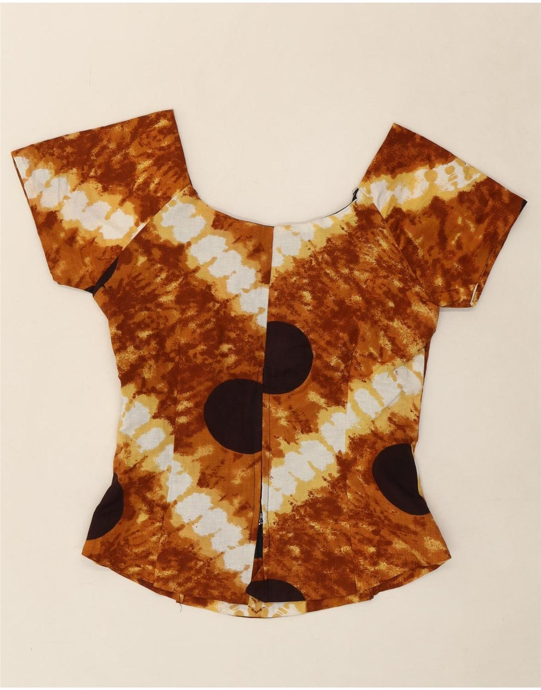 VINTAGE Womens Blouse Top UK 12 Medium Brown Tie Dye Vintage Vintage and Second-Hand Vintage from Messina Hembry 