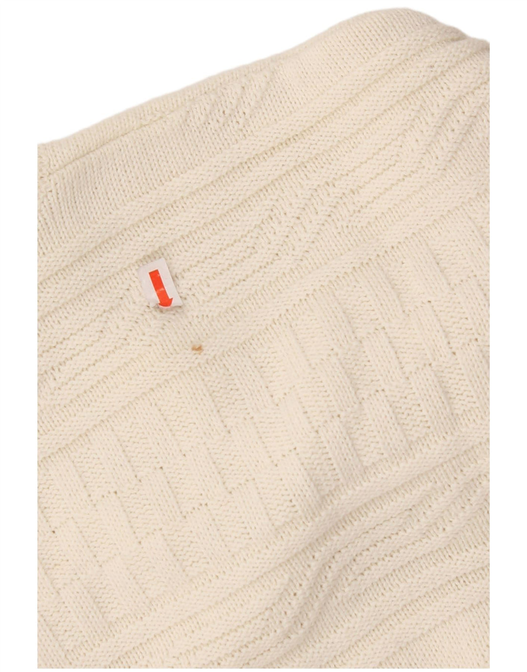 VINTAGE Herre sweater med rund hals, stor hvid geometrisk bomuld