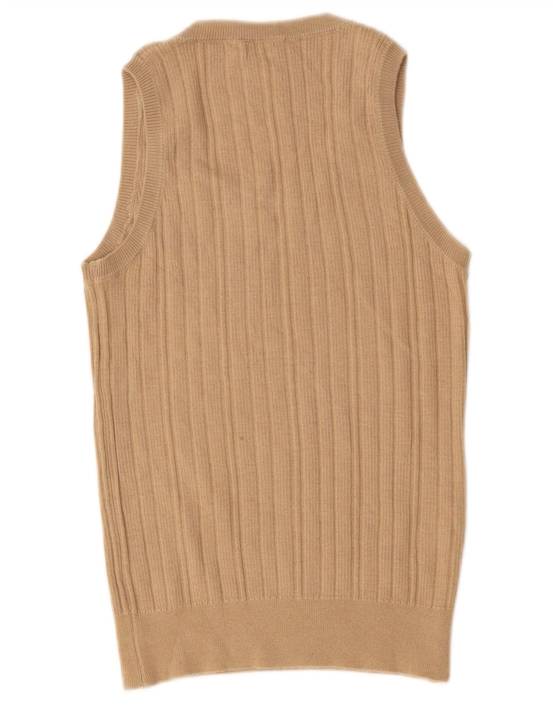 Benetton Dame ærmeløs bluse Top UK 12 Medium Beige Uld